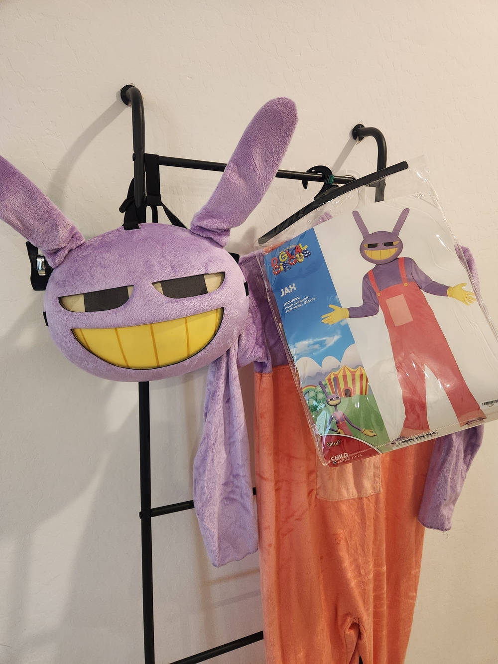 Purple Rabbit Character Kids Costume with Orange Overalls